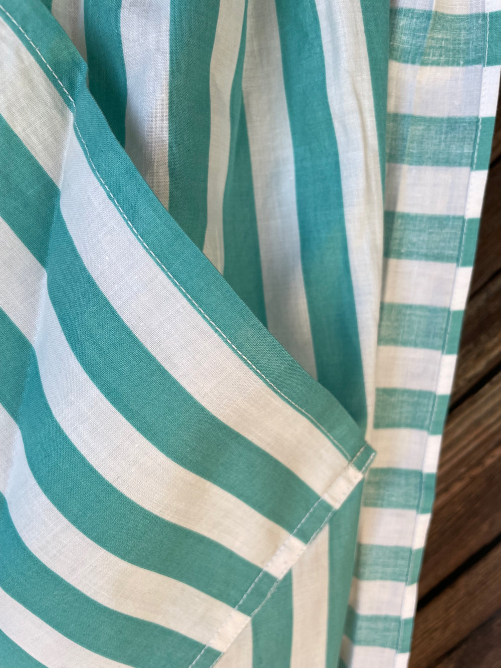 Vintage 1950s aqua striped kitchen apron