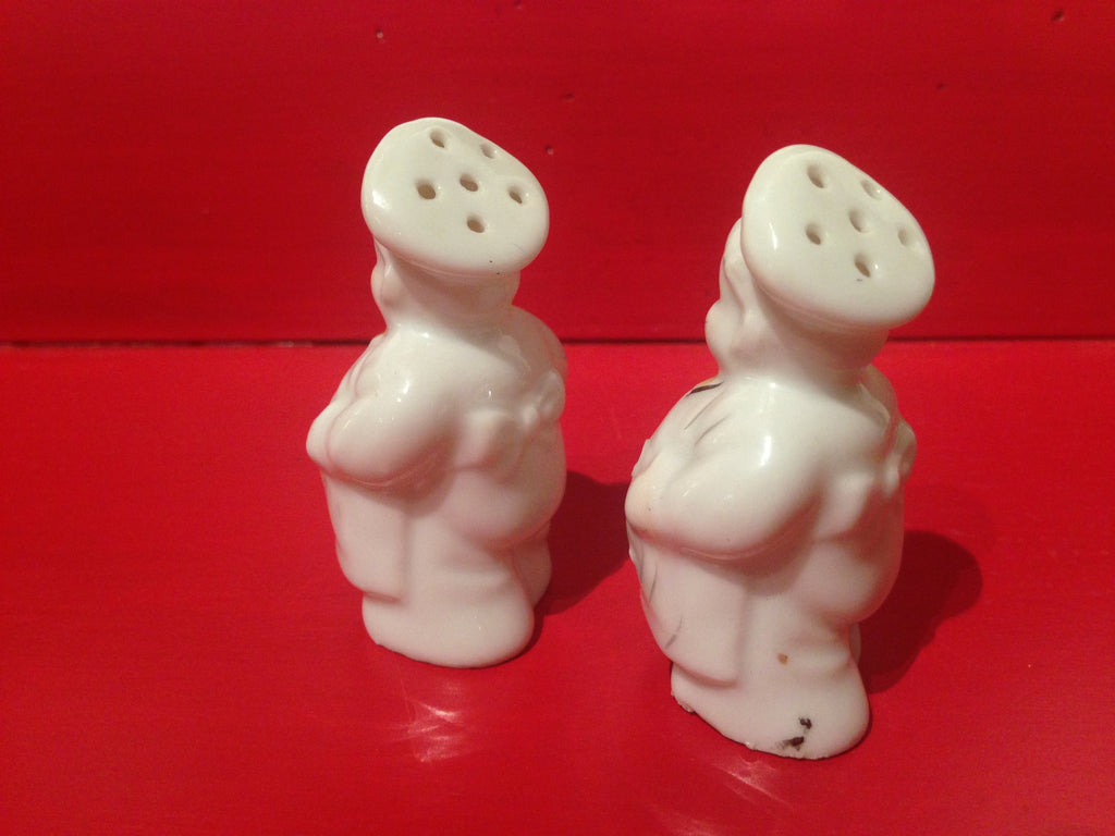 Antique Chef Salt and Pepper Shakers Back