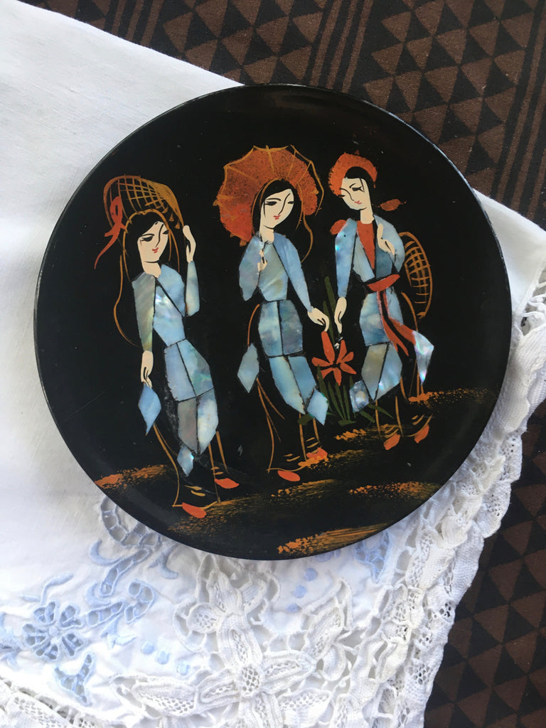 Adie's vintage abalone lacquer dish