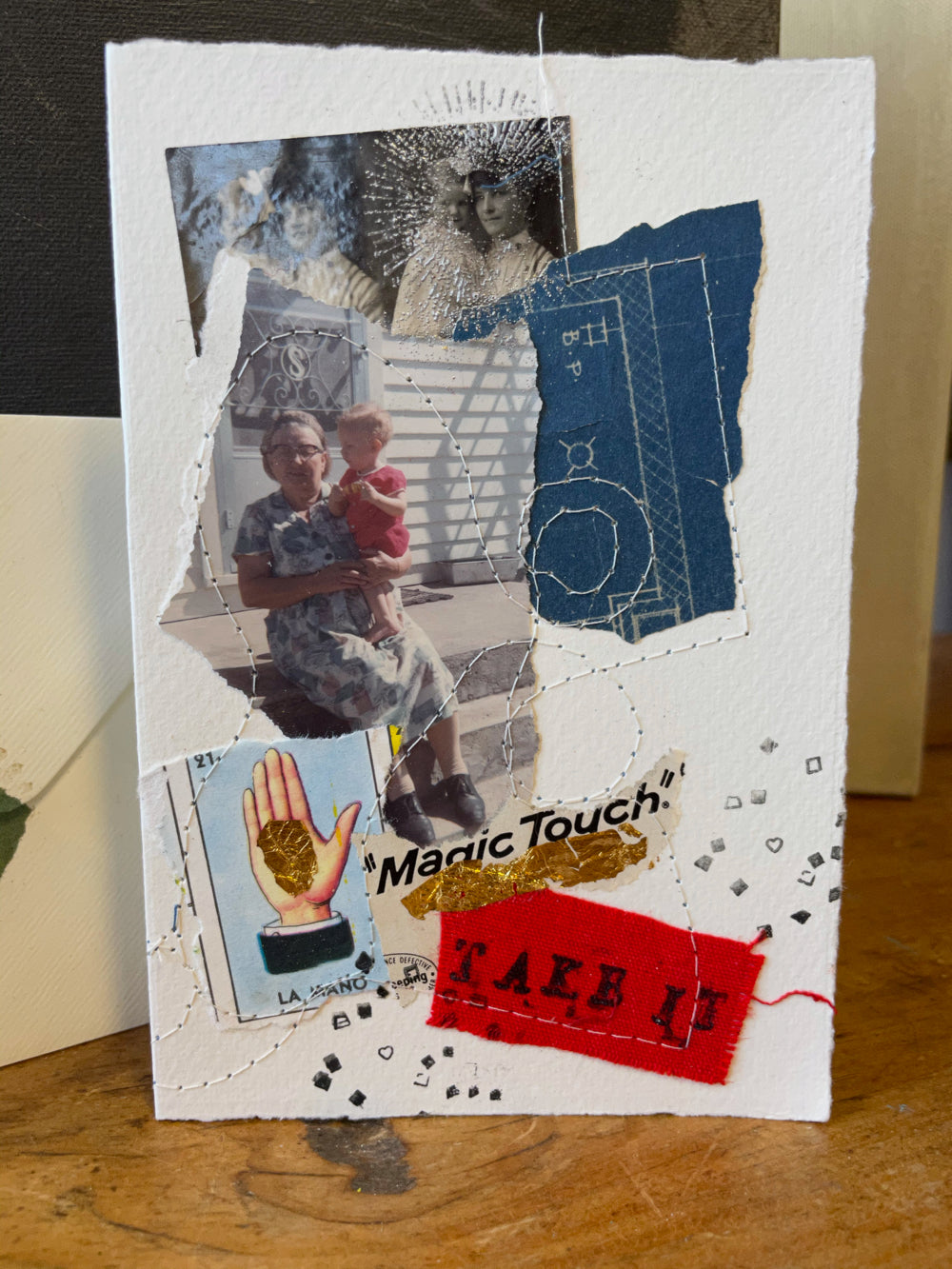 Mama's art crafted collage card