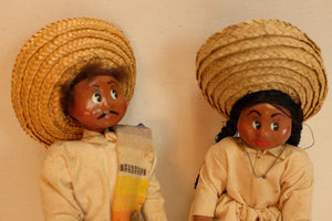 Vintage folklore dolls from the 1950s with original clothing and accessories.