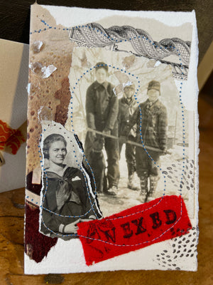 one of a kind collage card with vintage photo front