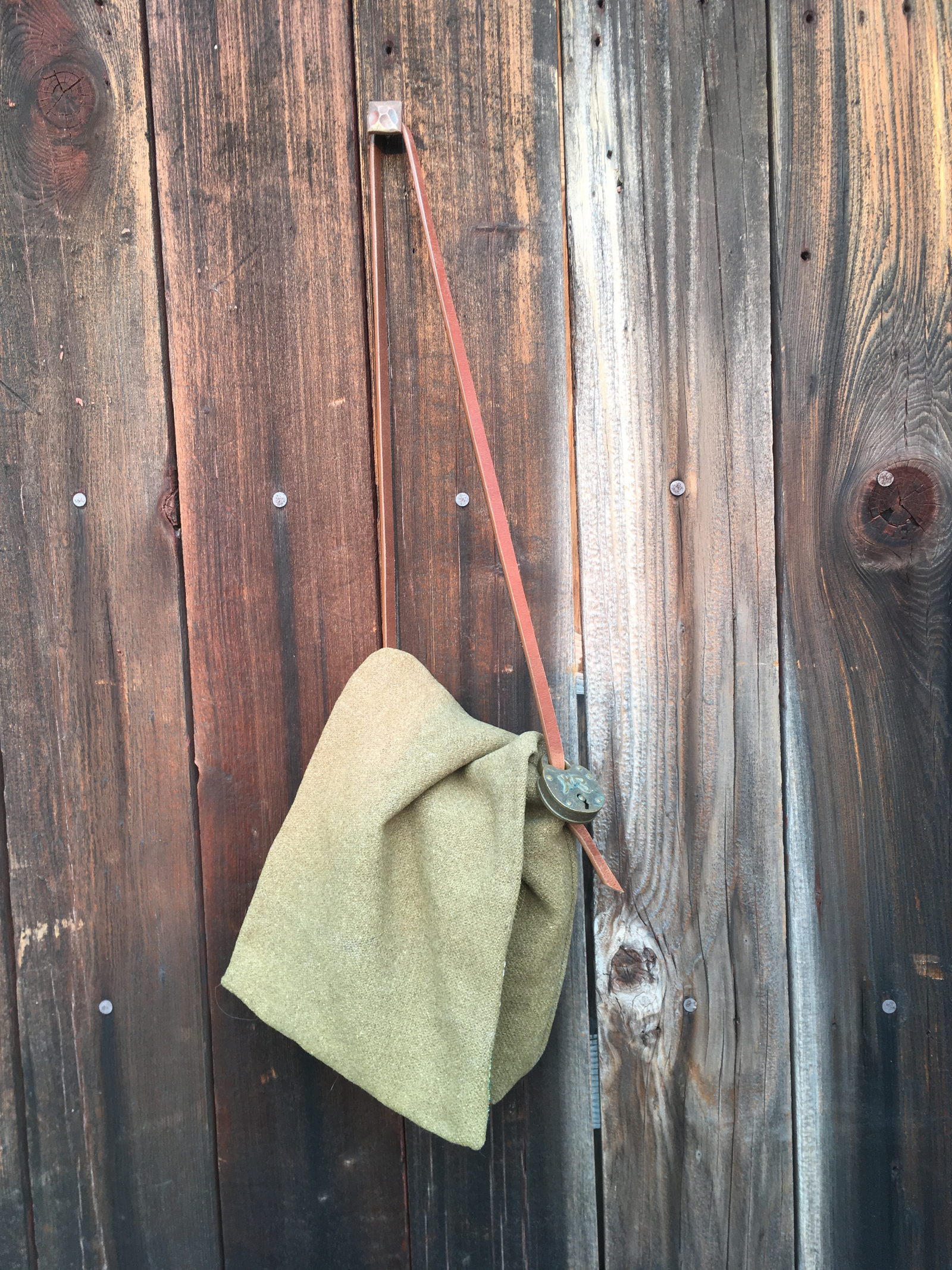 Upcycled army blanket shoulder bag 