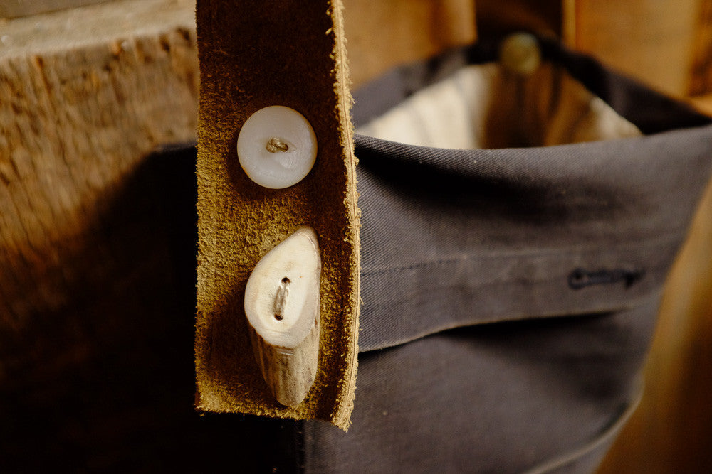 Handmade canvas satchel bag with recycled materials 