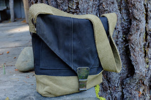 Upcycled canvas and suede bag 