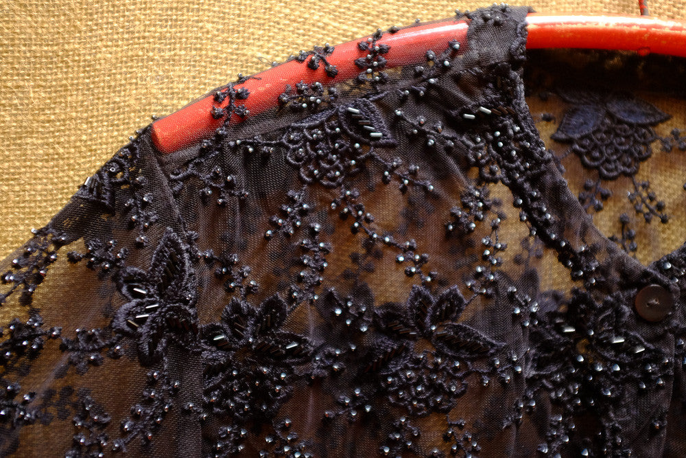 Vintage black beaded lace jacket
