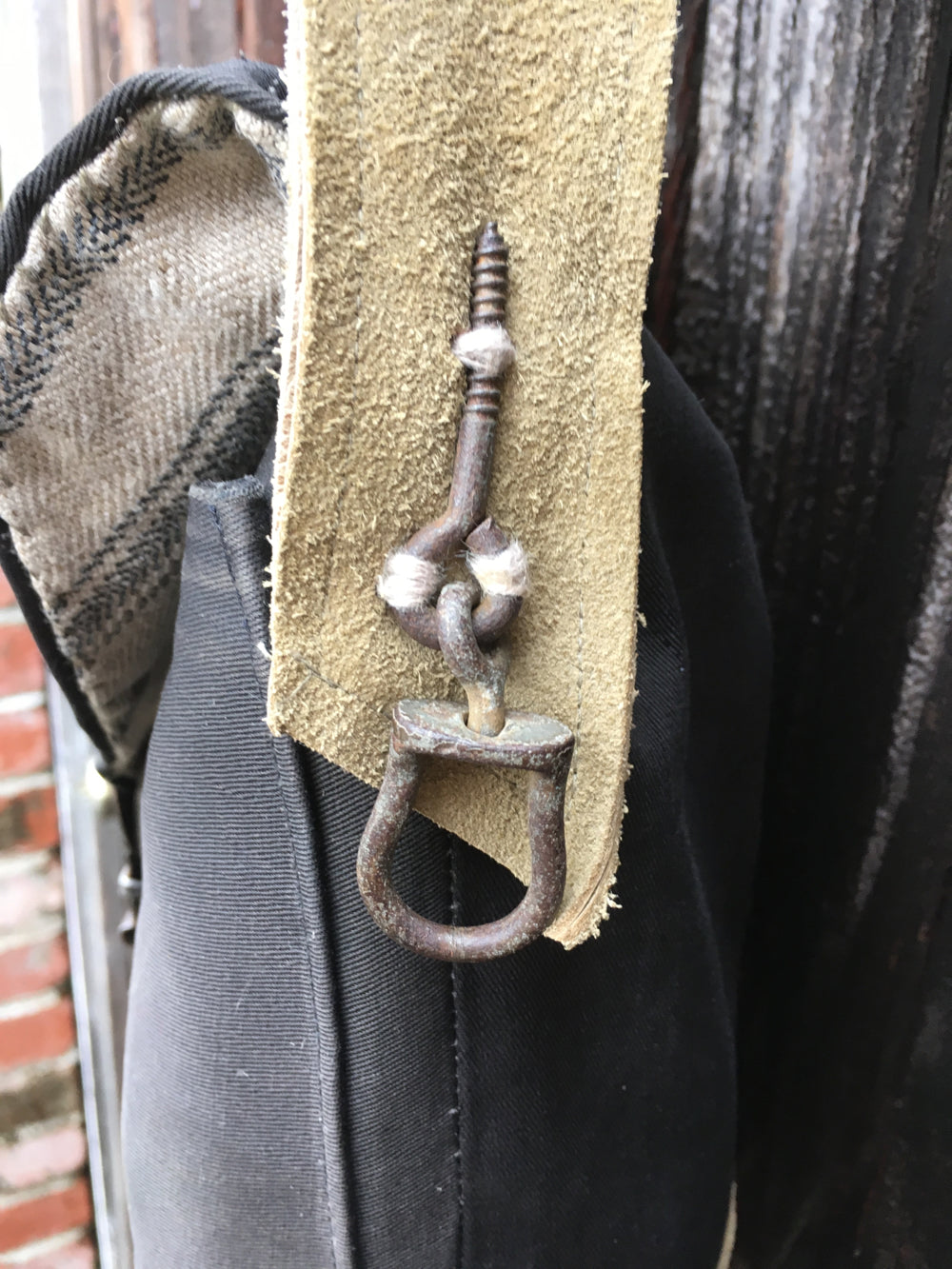 Upcycled canvas and suede bag 