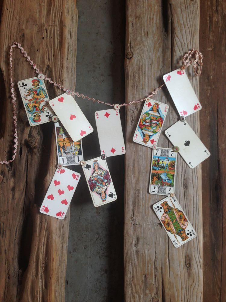 Daniella's French cards on a string