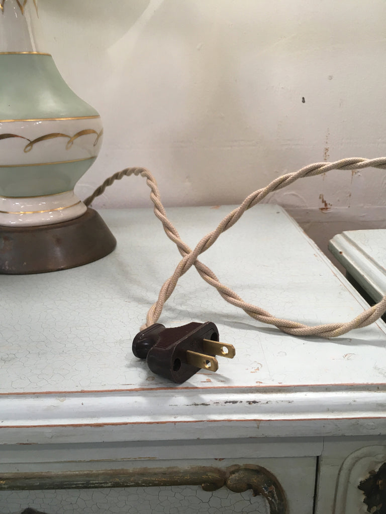 1950's Celadon Lamp Plug Detail