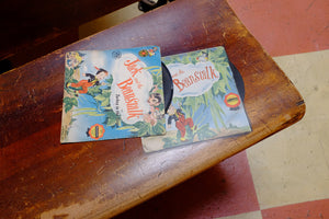 Vintage school desk with hand-painted design