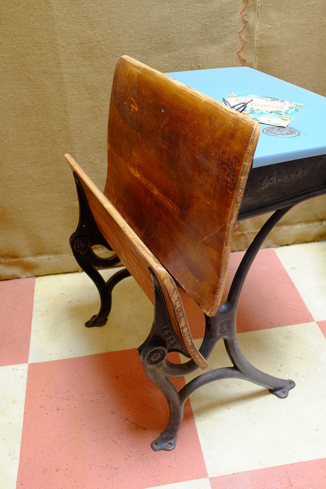 Vintage school desk with hand-painted design