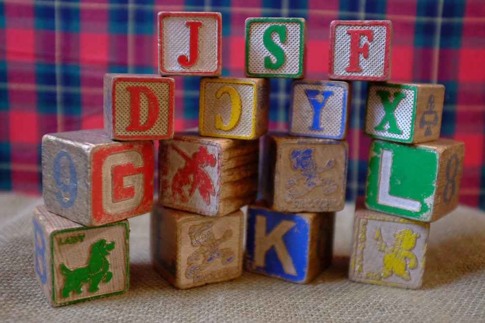 Vintage wooden alphabet blocks 