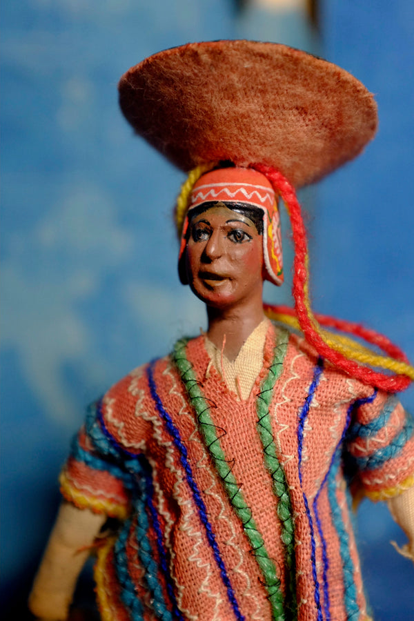 Pair of vintage Peruvian folk dolls with handmade traditional dress ...
