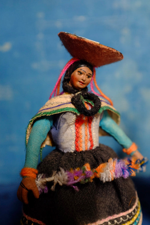Pair of vintage Peruvian folk dolls with handmade traditional dress ...