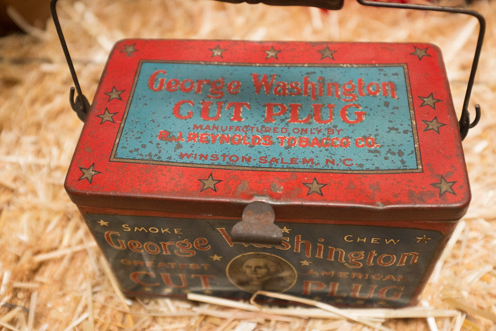 Vintage Cut Plug tin with George Washington design 