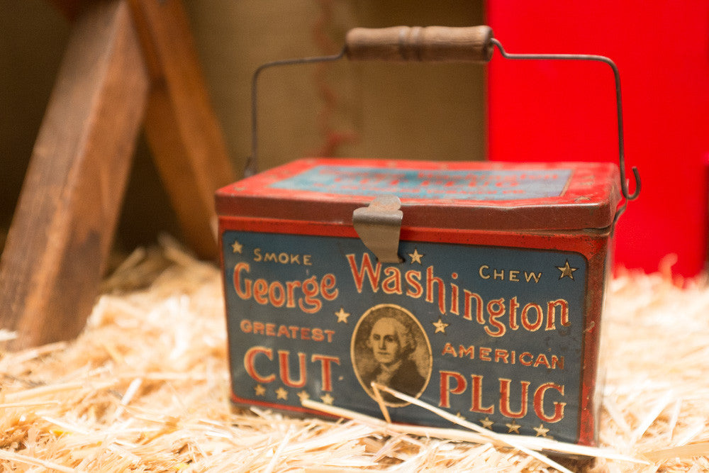 Vintage Cut Plug tin with George Washington design 