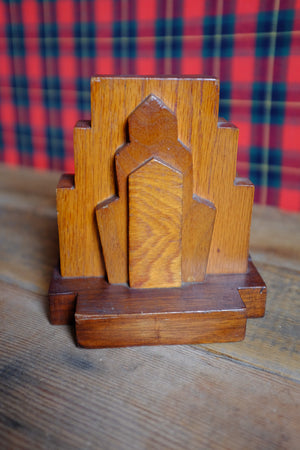 Handcrafted Deco Style Wood Bookends