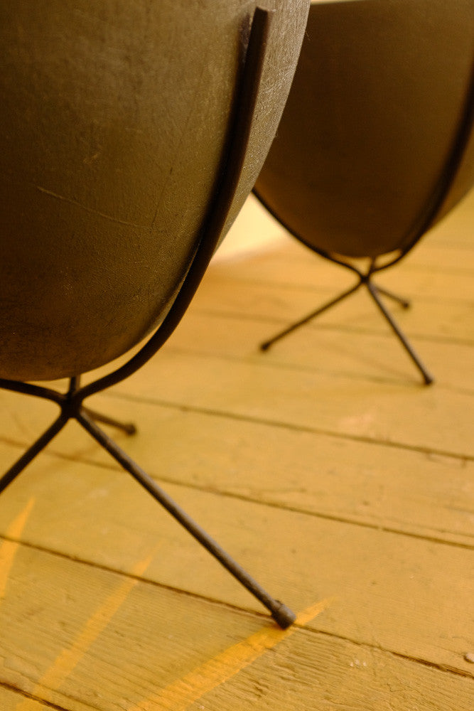 Mid-century modern fiberglass egg planters