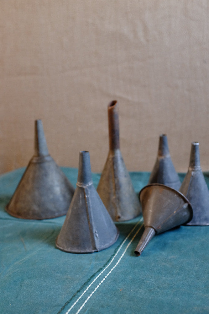 Vintage metal funnels