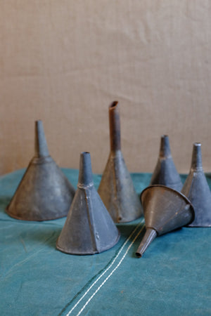 Vintage metal funnels
