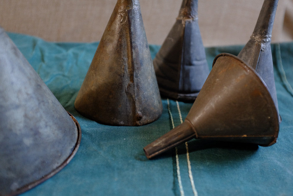 Vintage metal funnels