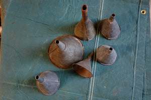 Vintage metal funnels