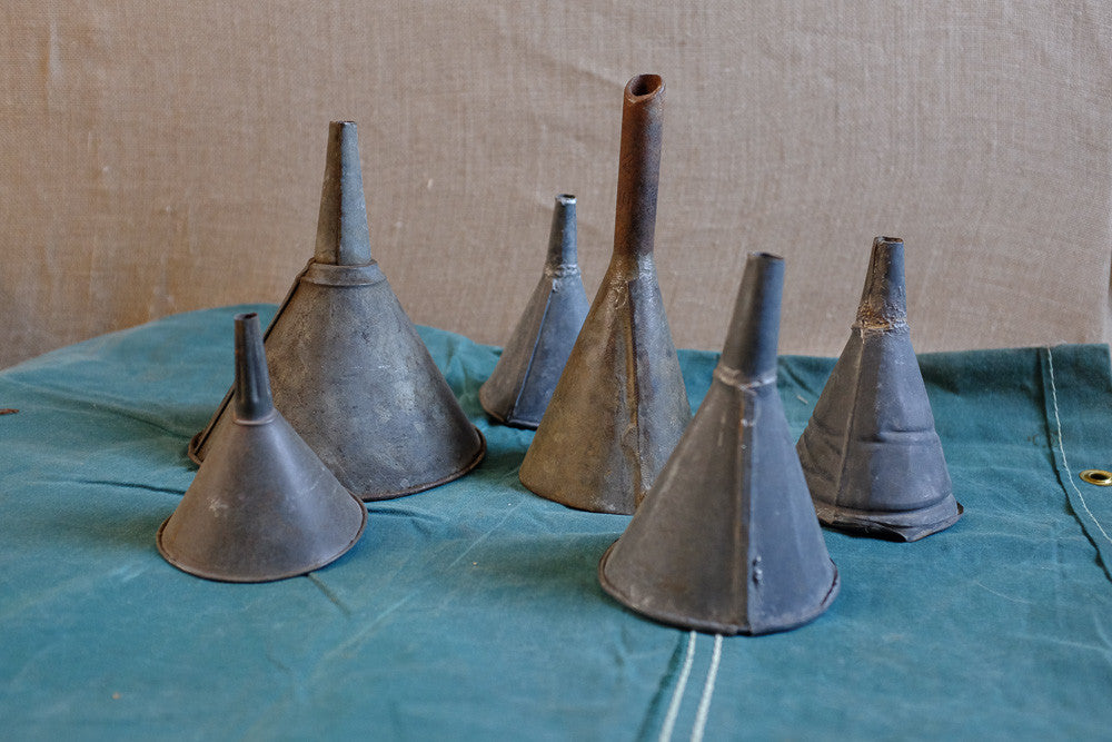 Vintage metal funnels