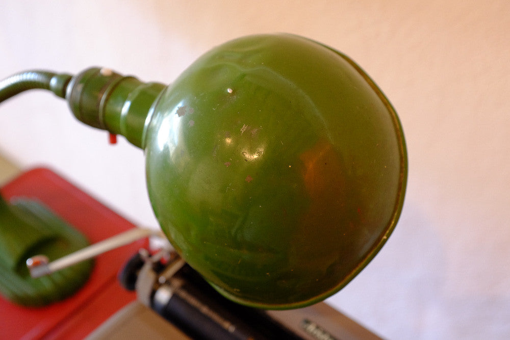 Hatcher's green desk lamp