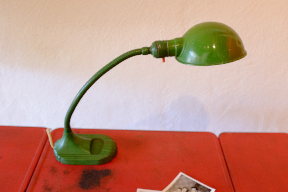 Hatcher's green desk lamp