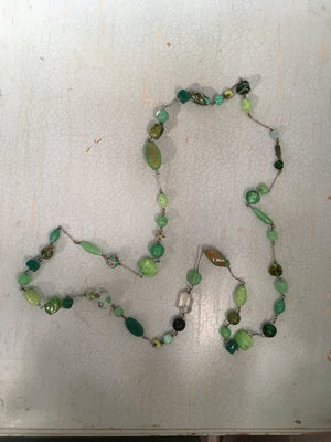 Vintage Venetian glass beads necklace with antique chain