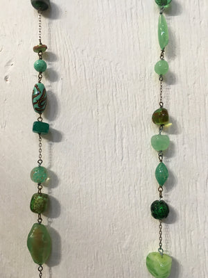 Vintage Venetian glass beads necklace with antique chain