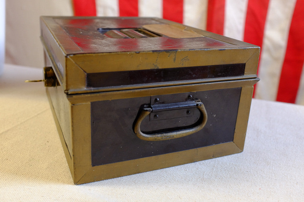 Vintage Black Metal Lock Box for Secure Storage