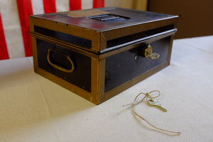 Vintage Black Metal Lock Box for Secure Storage
