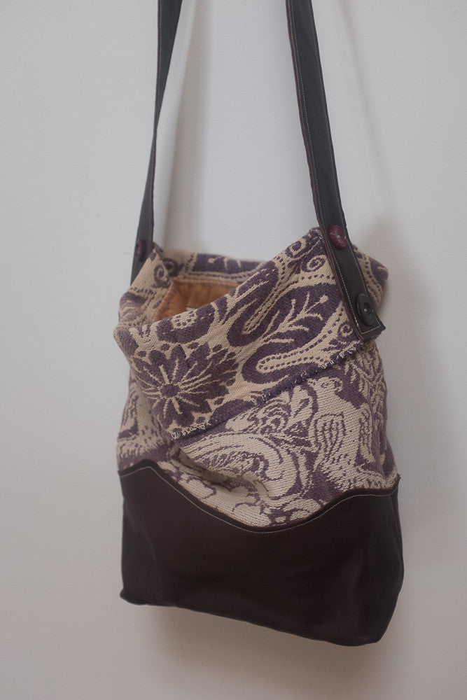 Handmade upcycled tapestry bucket bag