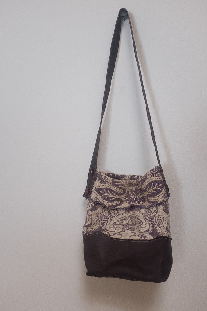 Handmade upcycled tapestry bucket bag
