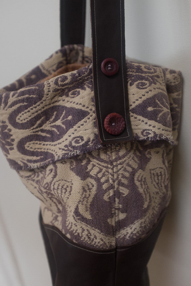 Handmade upcycled tapestry bucket bag