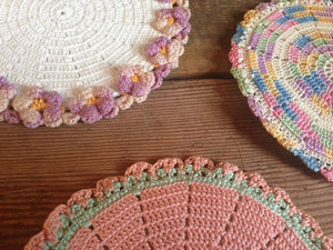 Vintage pastel crochet hot pads