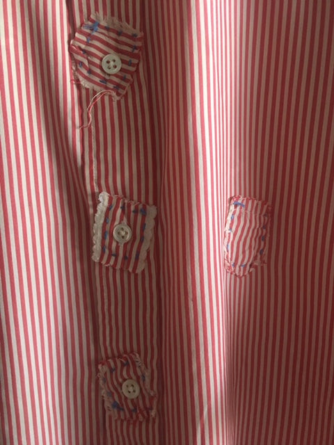 Upcycled silk Lauren shirt with hand-stitched details