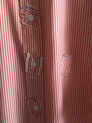 Upcycled silk Lauren shirt with hand-stitched details