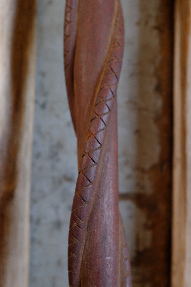Handmade snake carved wood cane 