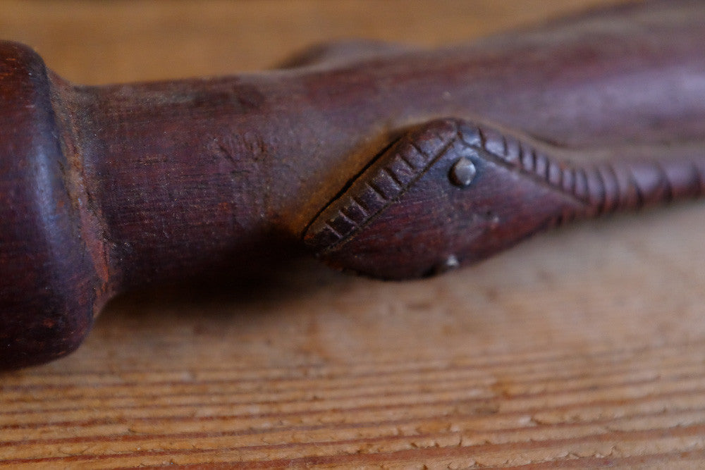 Handmade snake carved wood cane 