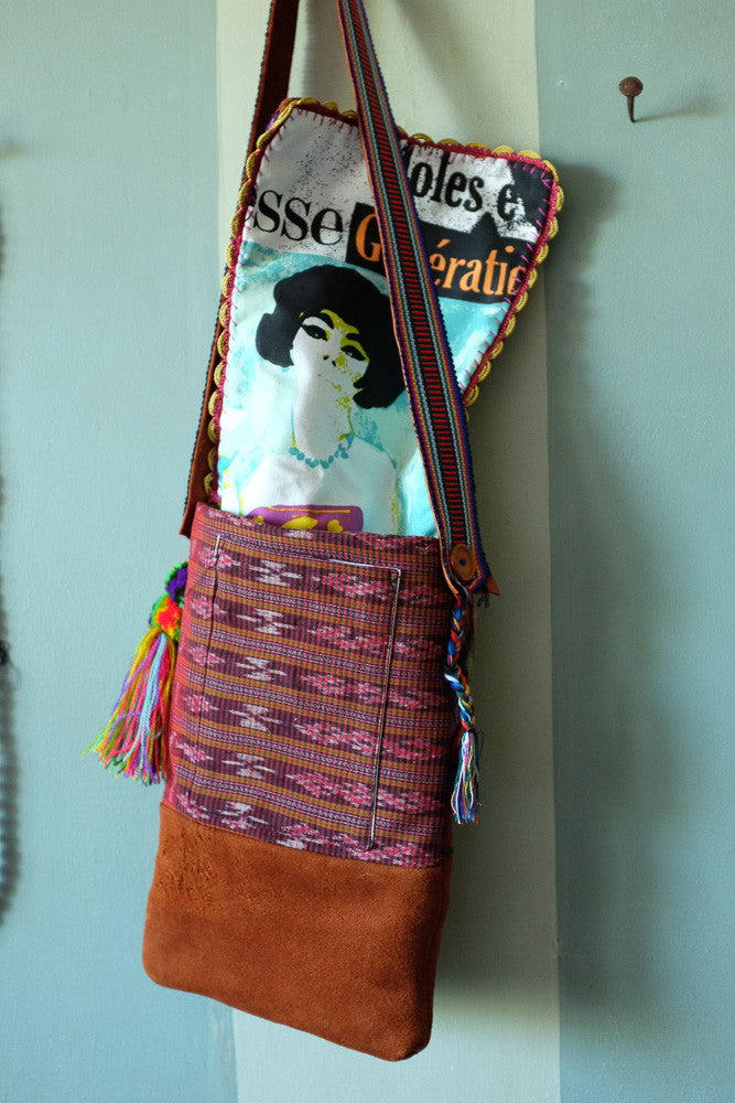 Handmade Guatemalan tapestry hipster bag