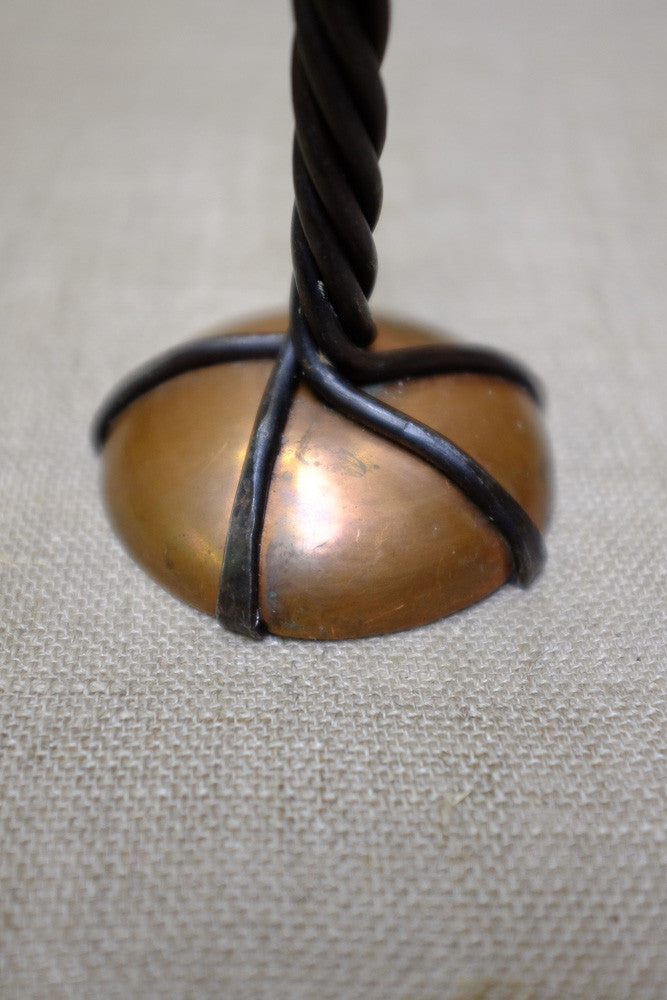 Iron Twisted Pillar Candle Holders with Copper Plates