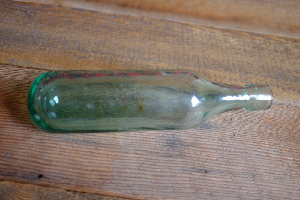 Antique Blown Green Glass Bottle Detail