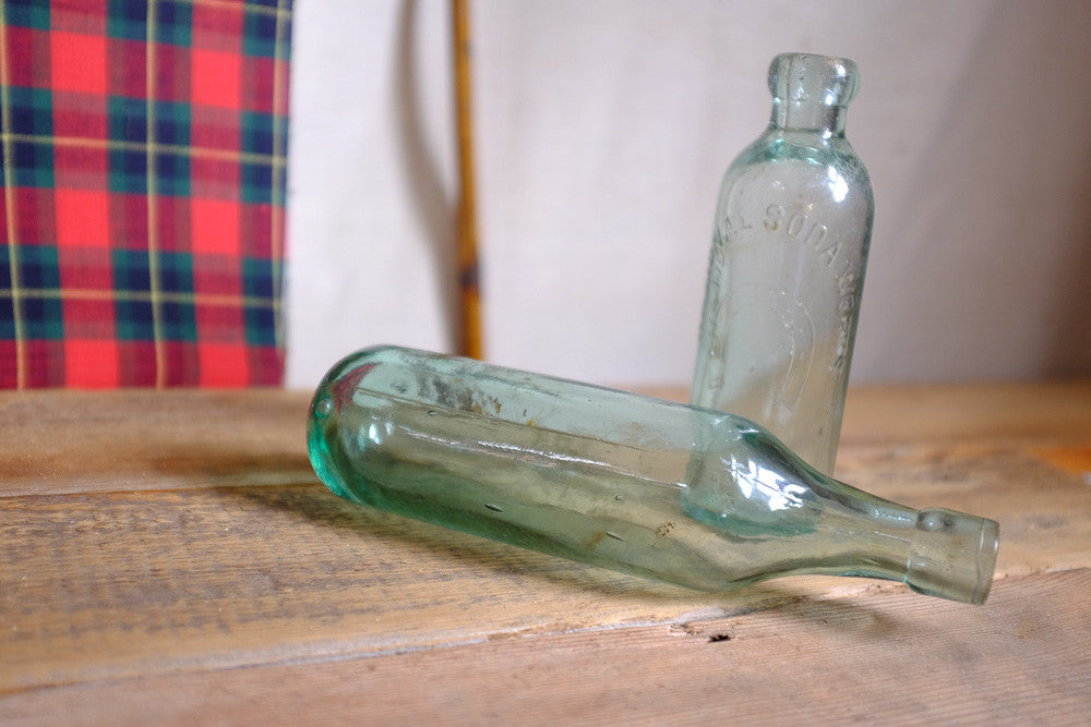 Antique Blown Green Glass Bottles