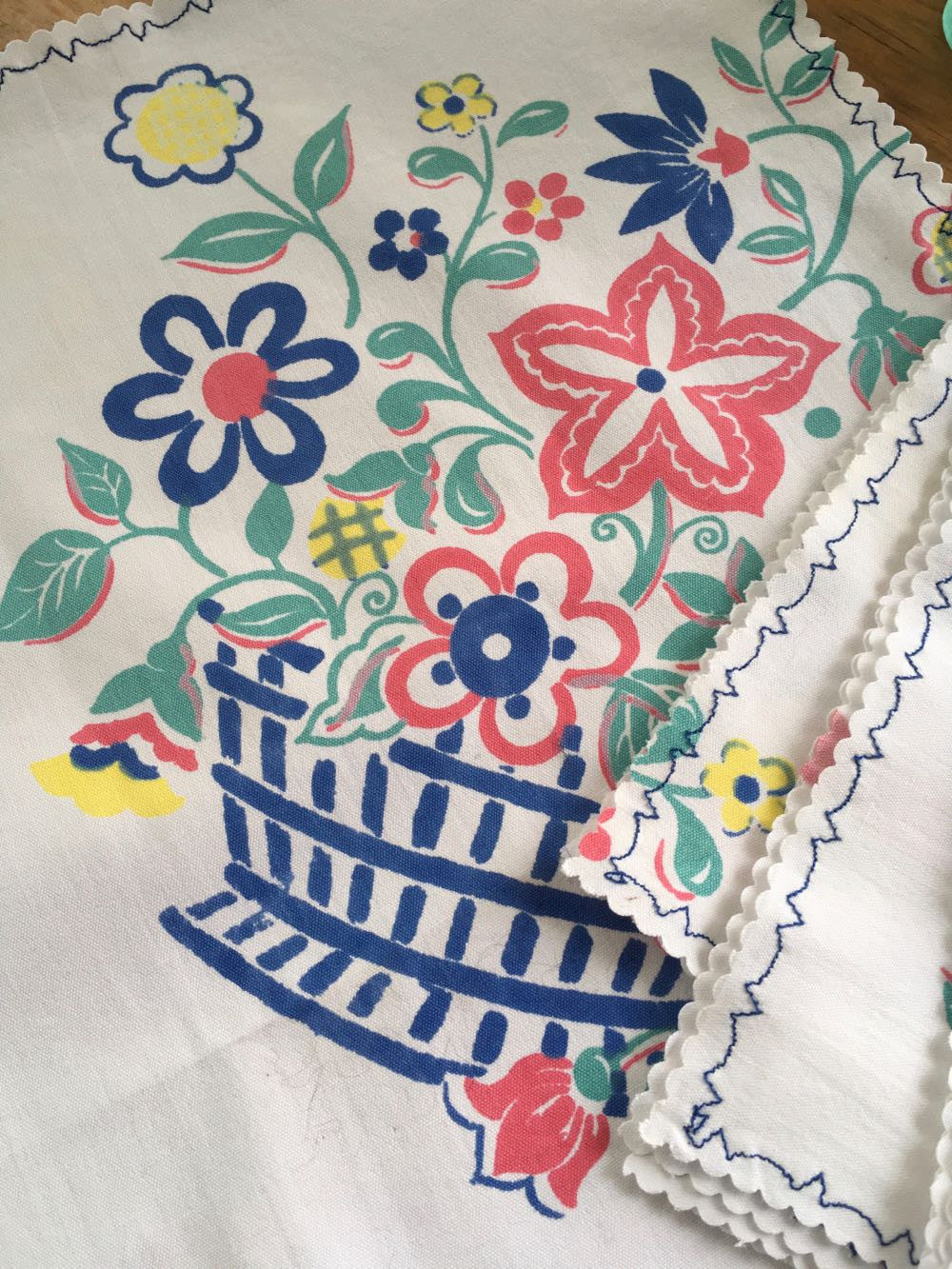 Vintage floral napkins on a vintage table setting