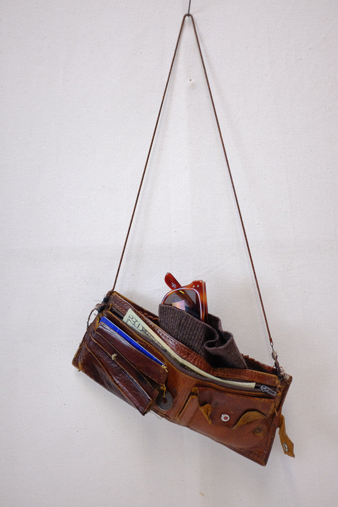Upcycled vintage leather wallet bag