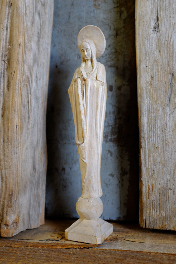 Hand carved wooden Madonna statue
