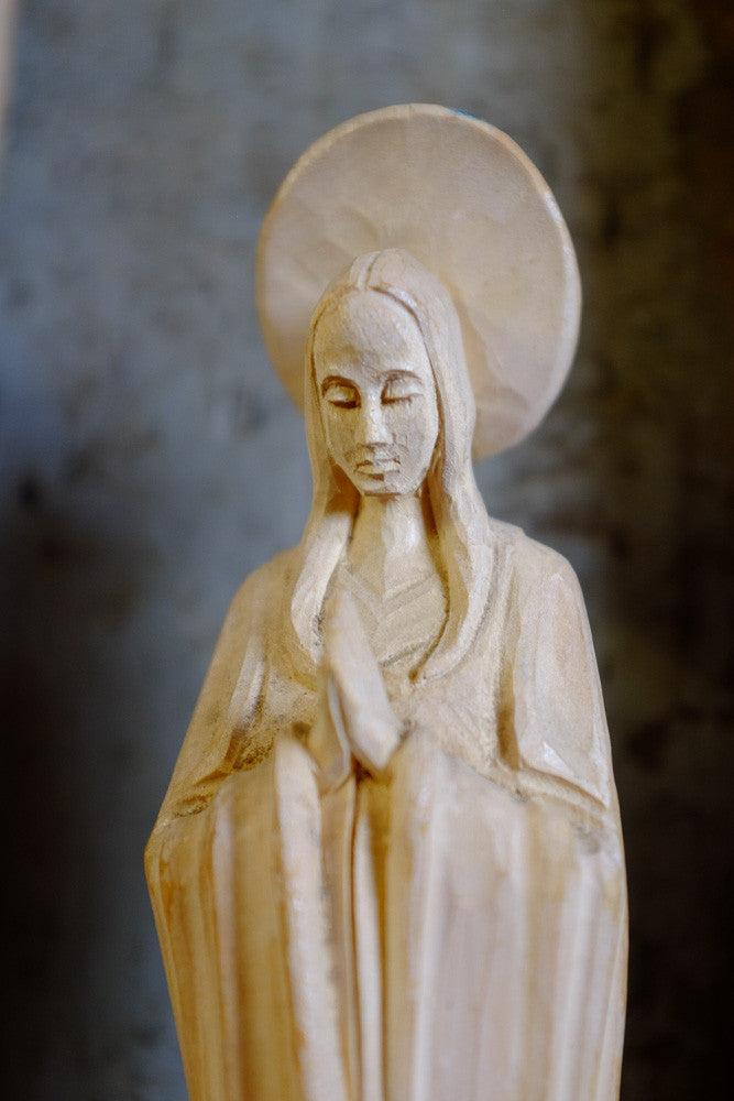 Hand carved wooden Madonna statue