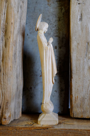 Hand carved wooden Madonna statue
